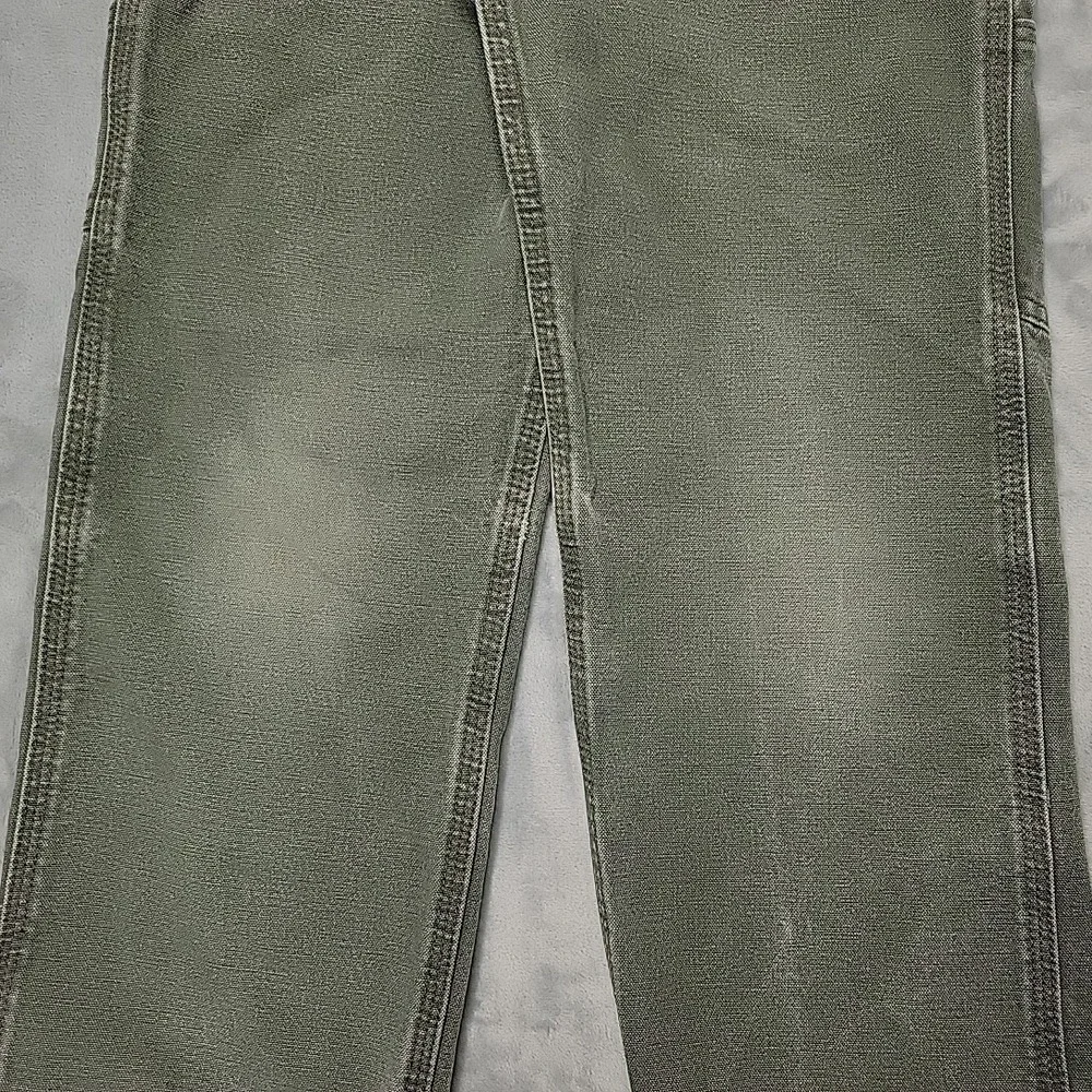 Carhartt Pants Boys 10 Green Y28 MOS Carpenter Rugged Canvas Workwear